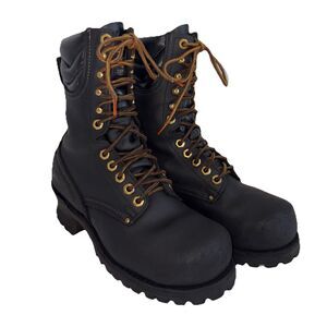 Mens Carolina Matterhorn Black Leather Safety Toe Vibram 120+ Abrasion Boots 6.5